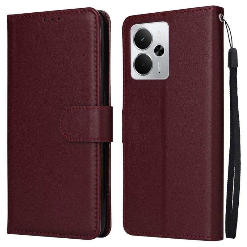 Lederhüllen Realme 14t 5g Glatter Riemen