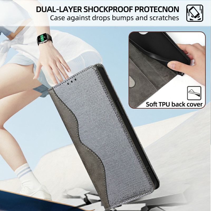 Flip Case Xiaomi Redmi Note 14 5g Rfid-schutz Wellendesign