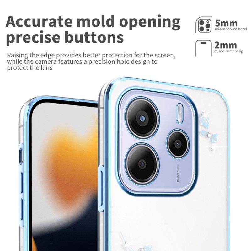 Hülle Für Xiaomi Redmi Note 14 5g Kadem Blumen Und Strasssteine