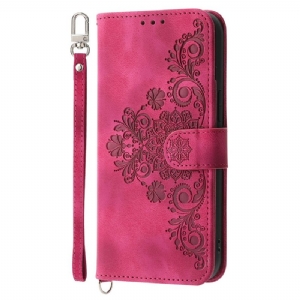 Lederhüllen Für Xiaomi Redmi Note 14 5g Geldbörse Mit Spitzenmuster Riemen Und Schulterriemen