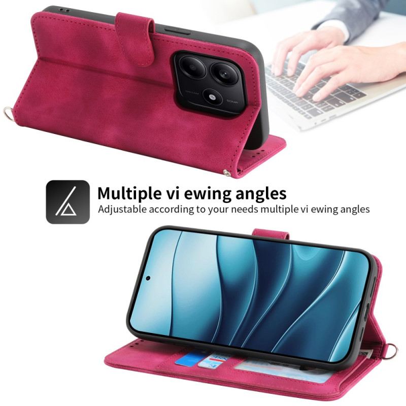 Lederhüllen Für Xiaomi Redmi Note 14 5g Geldbörse Mit Spitzenmuster Riemen Und Schulterriemen