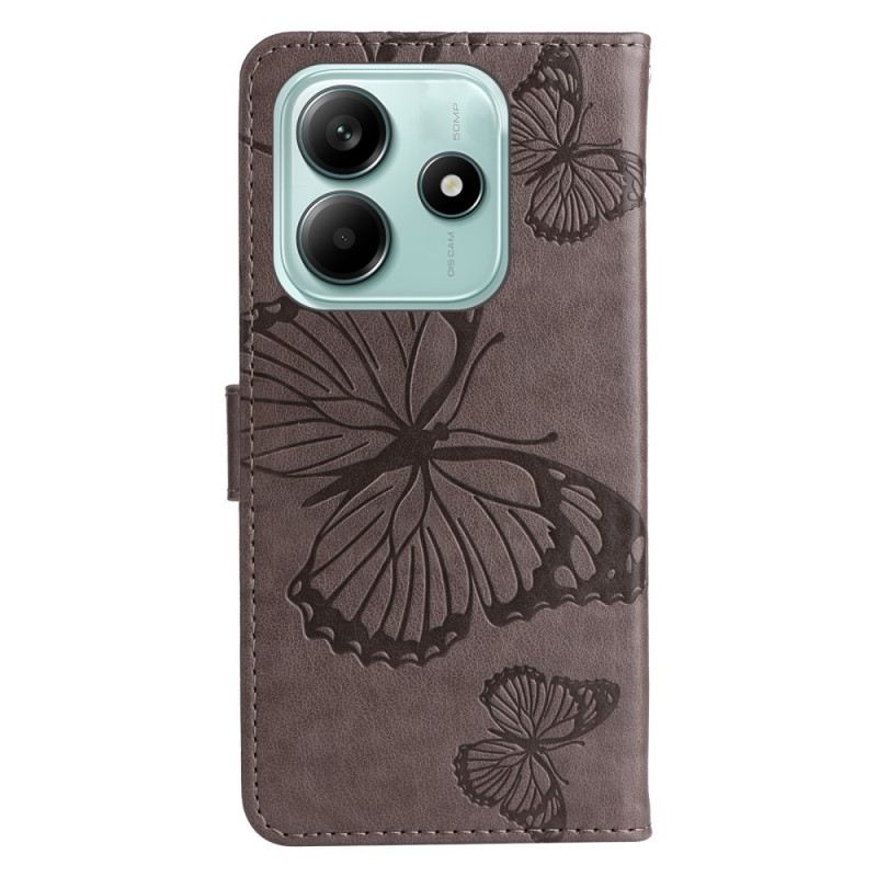 Lederhüllen Für Xiaomi Redmi Note 14 5g Riesige Schmetterlinge Mit Riemen