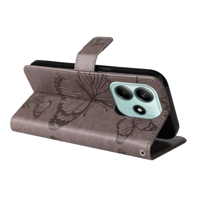 Lederhüllen Für Xiaomi Redmi Note 14 5g Riesige Schmetterlinge Mit Riemen