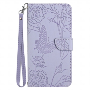 Lederhüllen Für Xiaomi Redmi Note 14 5g Schmetterlingsdruck Mit Riemen