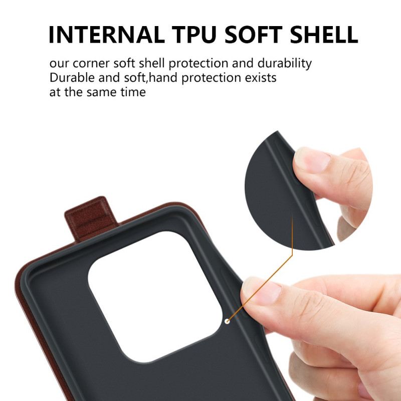 Lederhüllen Für Xiaomi Redmi Note 14 5g Vertikale Klappe Und Kartenfach