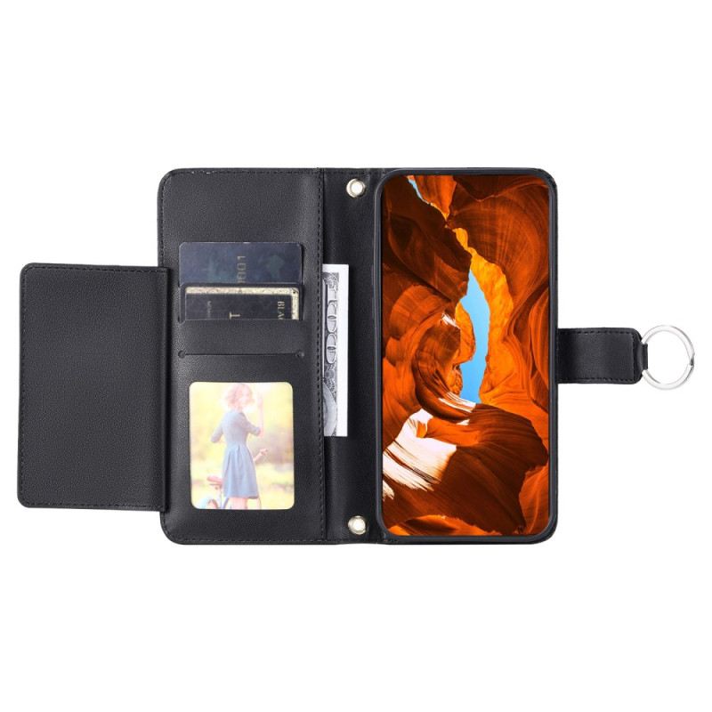 Lederhüllen Xiaomi Redmi Note 14 5g Gesteppt Mit Trageriemen Und Schultergurt