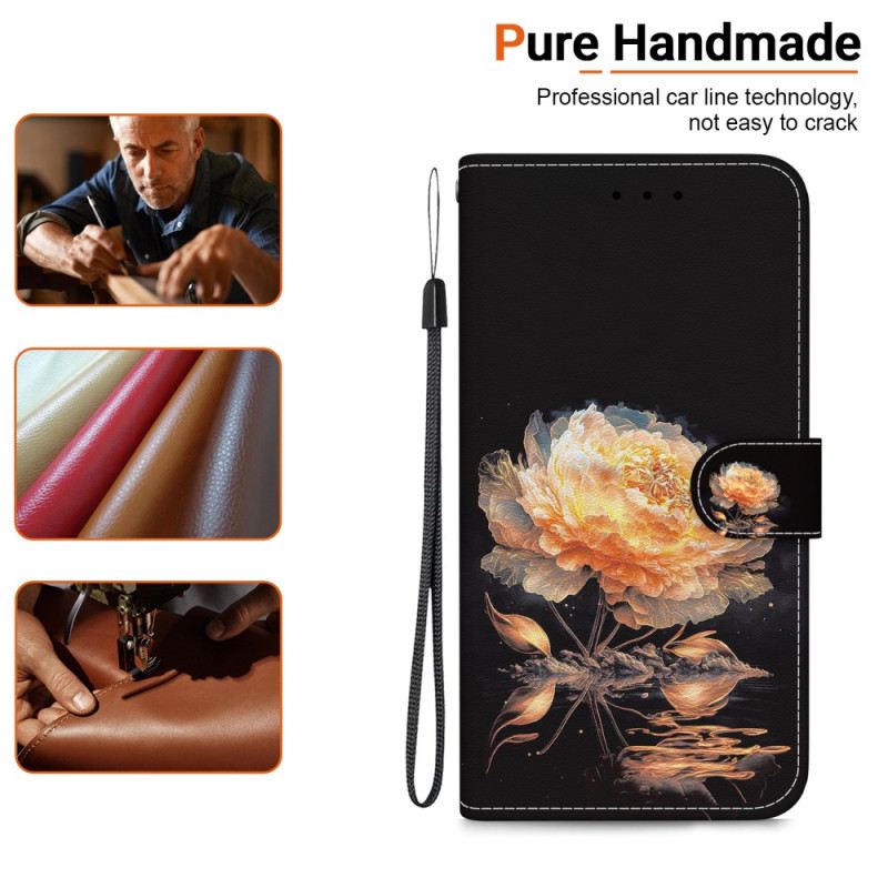 Lederhüllen Xiaomi Redmi Note 14 5g Goldene Pfingstrose