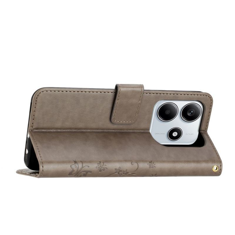 Lederhüllen Xiaomi Redmi Note 14 5g Handyhülle Blumen Und Schmetterlinge