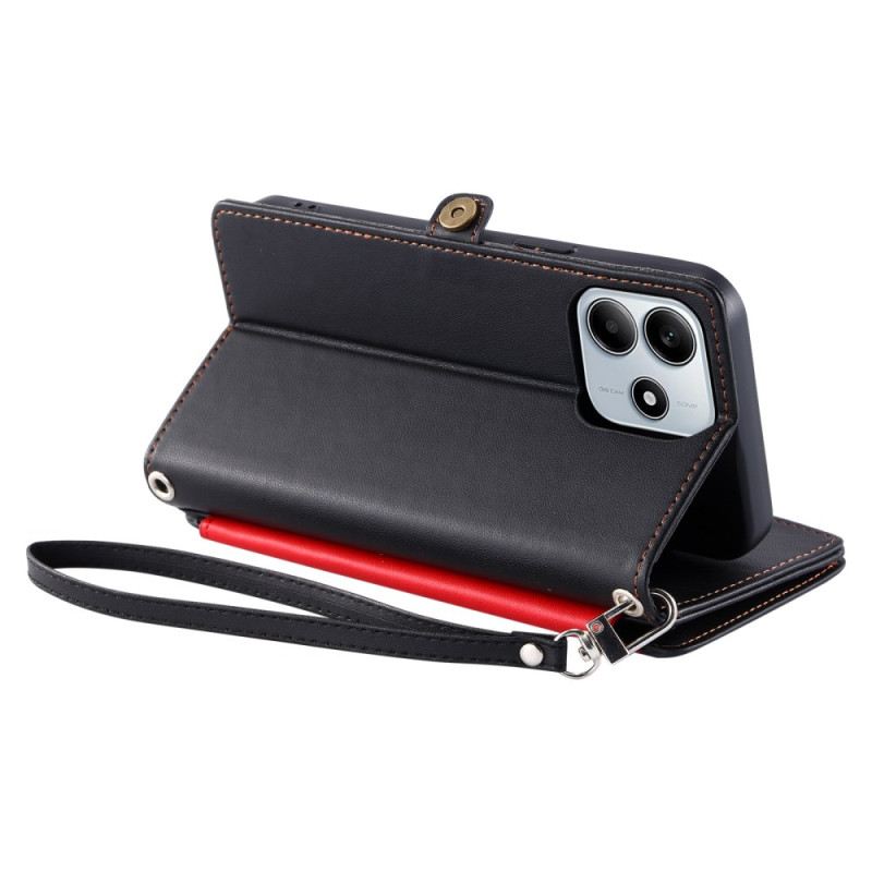 Lederhüllen Xiaomi Redmi Note 14 5g Handyhülle Geldbörse Mit Verstellbarem Riemen