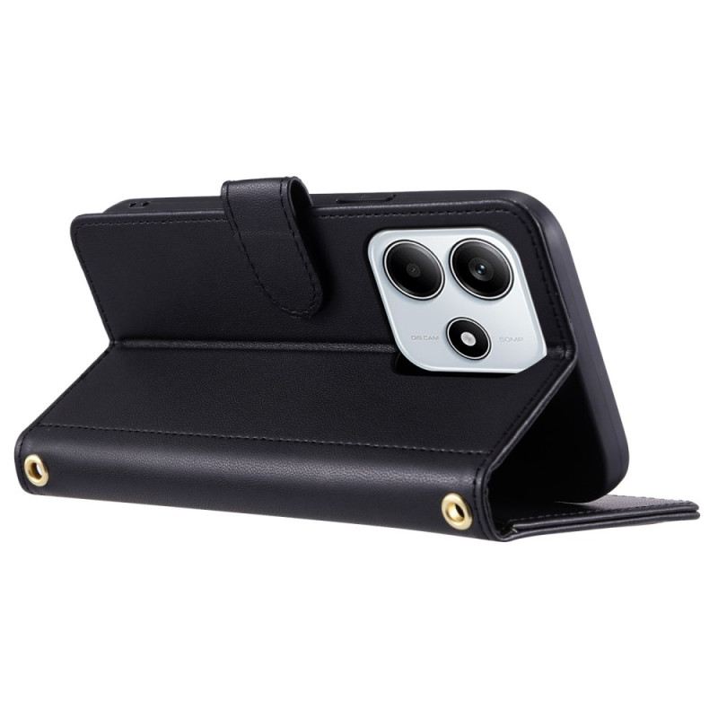 Lederhüllen Xiaomi Redmi Note 14 5g Handyhülle Gesteppt Mit Schulterriemen Und Riemen