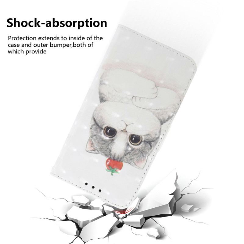 Lederhüllen Xiaomi Redmi Note 14 5g Handyhülle Niedliche Katze Mit Trageband