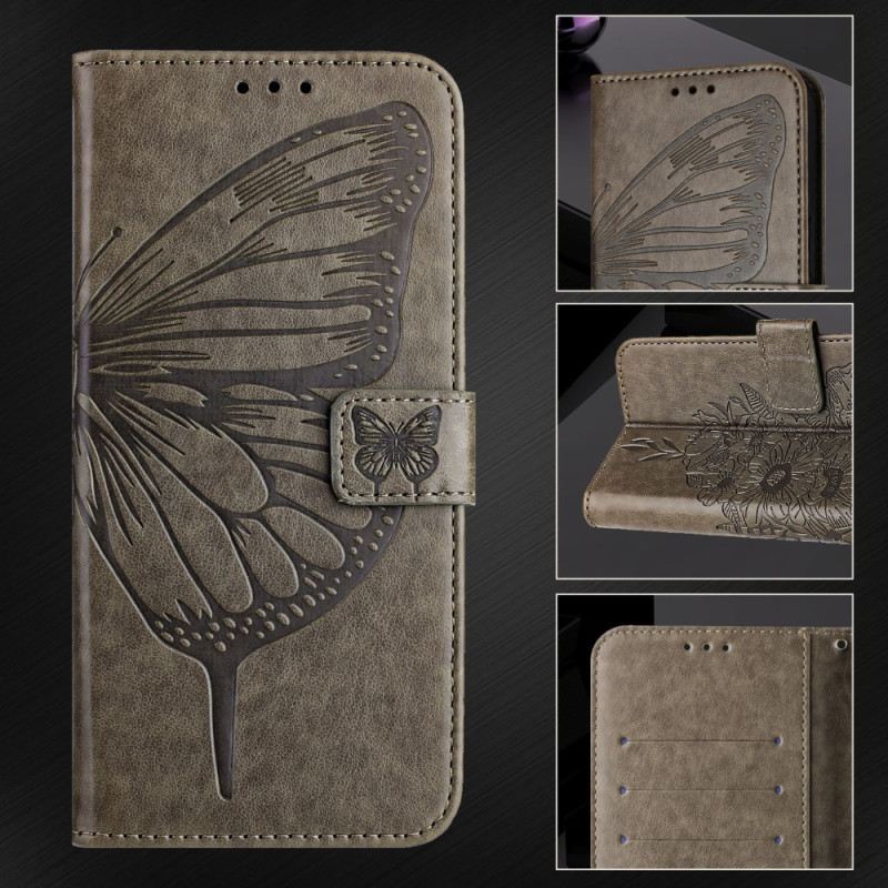 Lederhüllen Xiaomi Redmi Note 14 5g Handyhülle Schmetterlingsdesign Mit Riemen