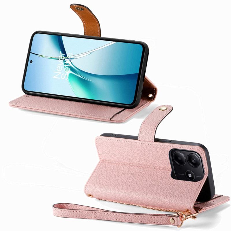 Lederhüllen Xiaomi Redmi Note 14 5g Rfid Mit Geldbörse Und Rfid-reißverschlusstasche