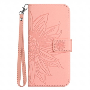 Lederhüllen Xiaomi Redmi Note 14 5g Sonnenblumendruck Mit Riemen