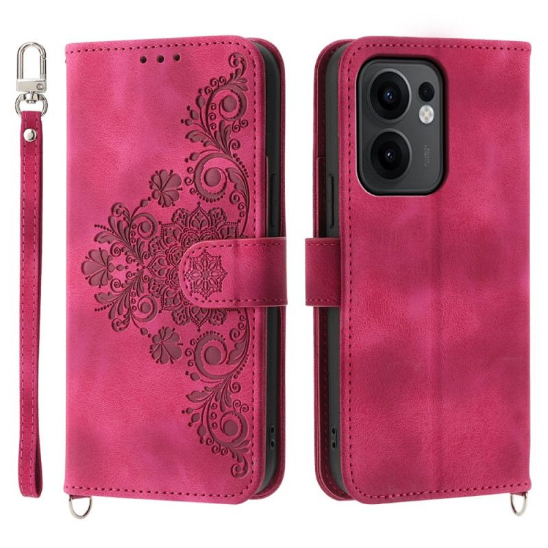 Lederhüllen Für Oppo Reno 13f 4g / 5g / 13 Fs 5g Wildleder-spitzenoptik Mit Riemen Und Schulterriemen