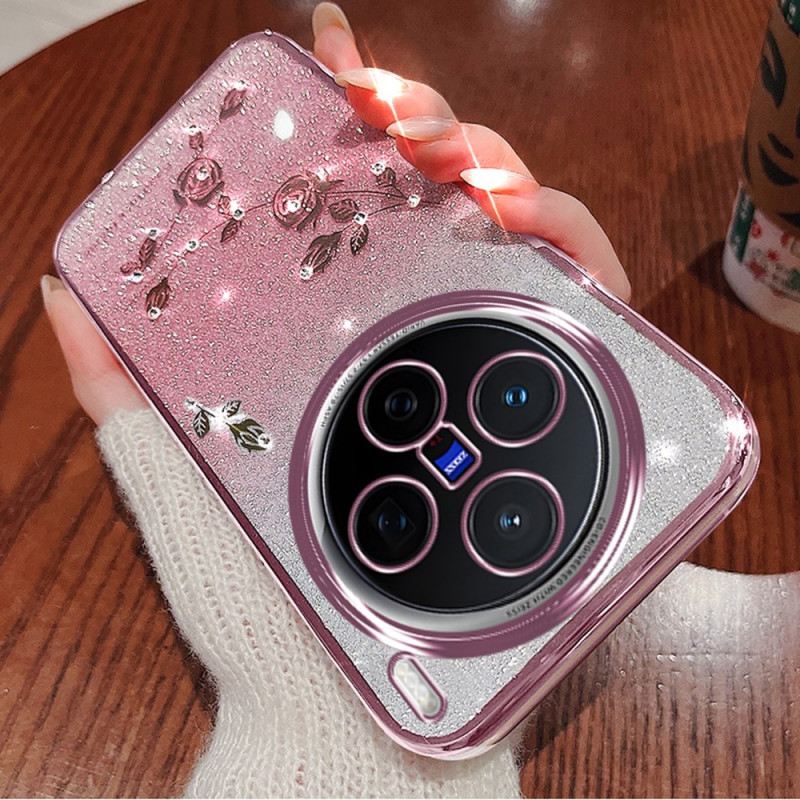 Hülle Vivo X200 Pro Ständer Mit Blumen Und Strasssteinen (kadem)