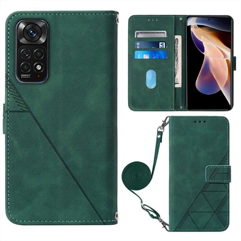 Flip Case Für Xiaomi Redmi Note 11 / Note 11S Geometrisches Design Mit Riemen