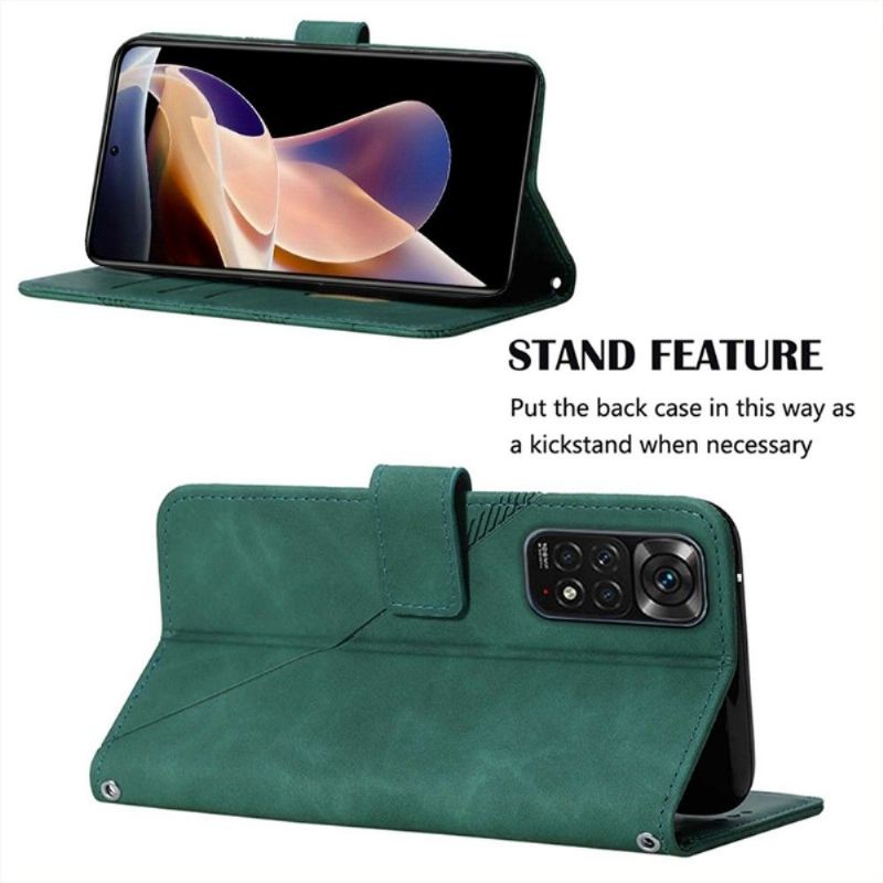 Flip Case Für Xiaomi Redmi Note 11 / Note 11S Geometrisches Design Mit Riemen