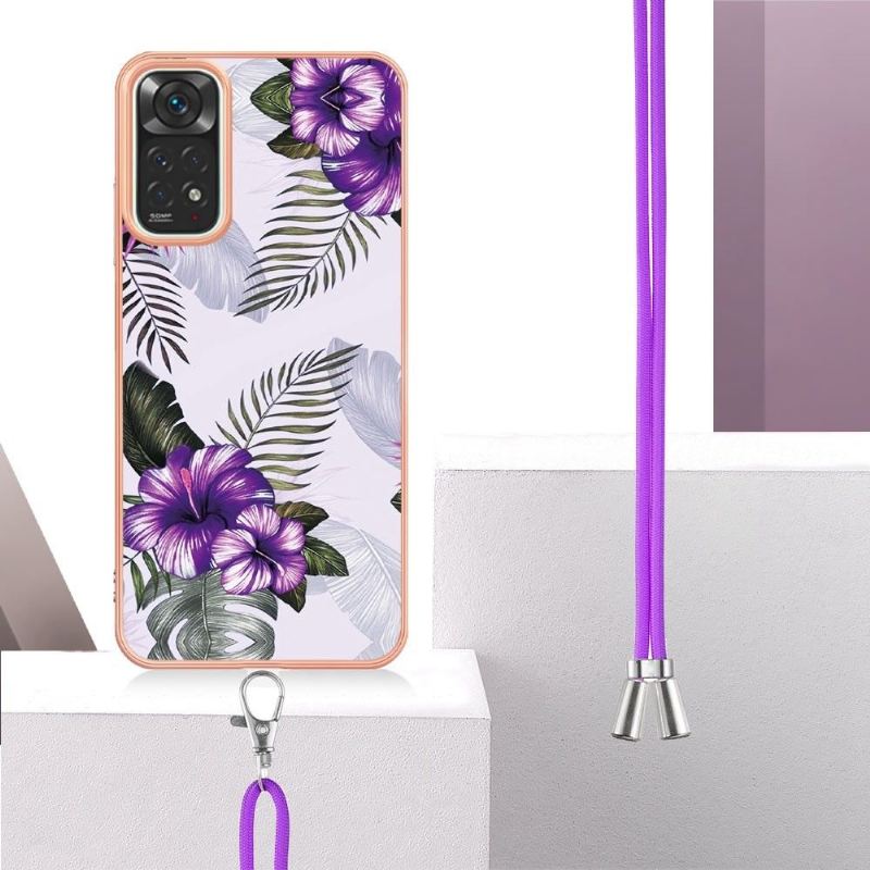 Handyhülle Für Xiaomi Redmi Note 11 / Note 11S Mit Kordel Exotische Blumen