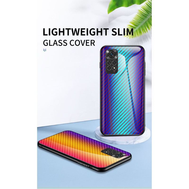 Hülle Für Xiaomi Redmi Note 11 / Note 11S Gehärtetes Glas Im Kohlefaser-stil