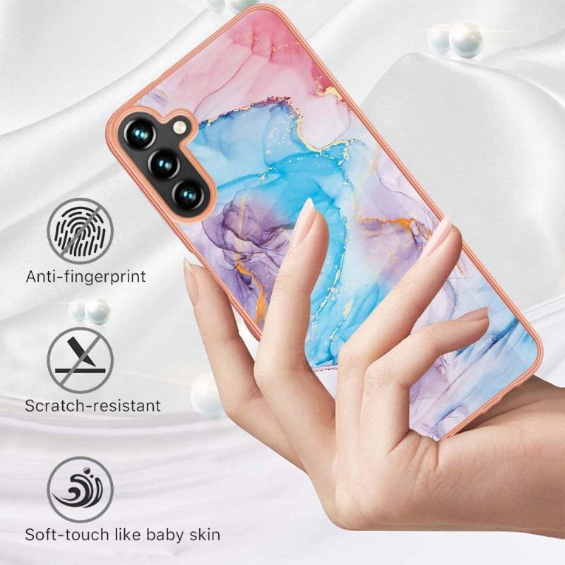 Hülle Für Samsung Galaxy A13 5G Blau Gefärbter Marmor
