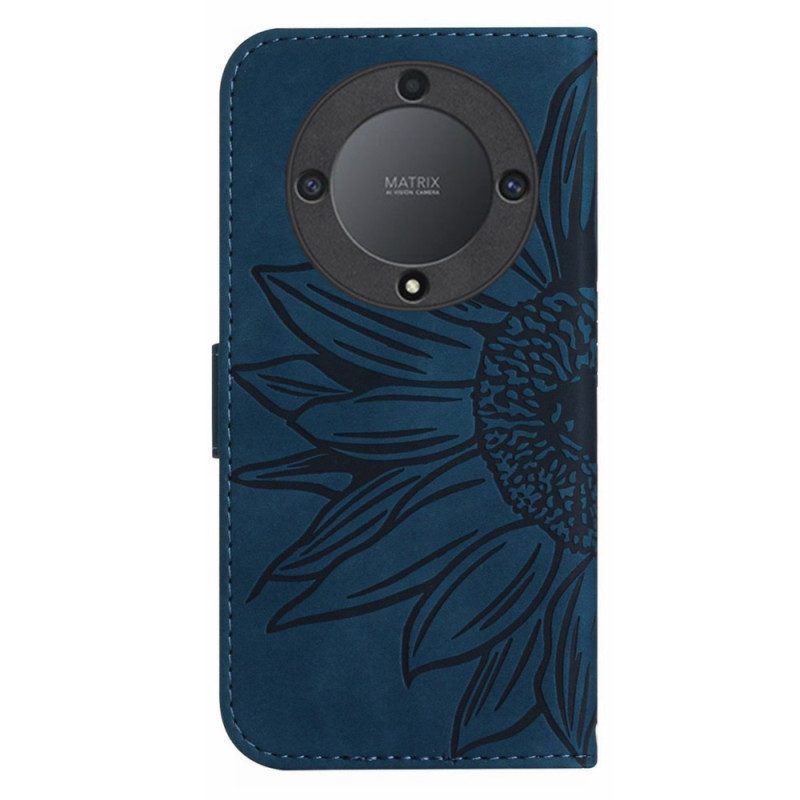 Lederhüllen Für Honor Magic 5 Lite Blume Mit Schultergurt