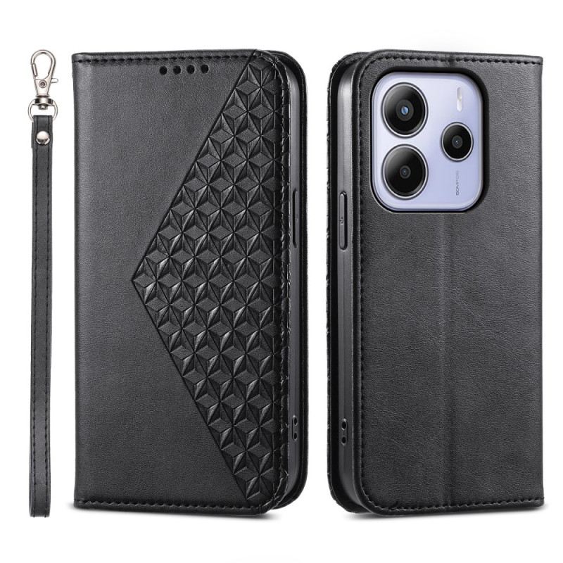 Flip Case Xiaomi Redmi Note 14 4g Rautenmuster Mit Riemen