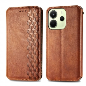 Flip Case Xiaomi Redmi Note 14 4g Vintage-lederoptik Mit Rautenmuster