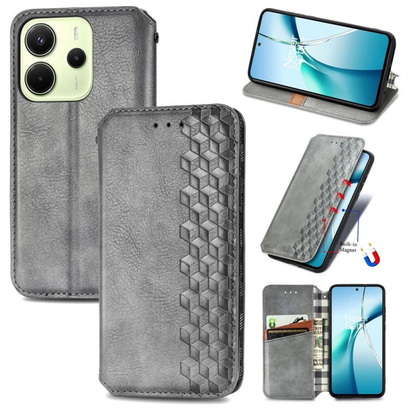Flip Case Xiaomi Redmi Note 14 4g Vintage-lederoptik Mit Rautenmuster
