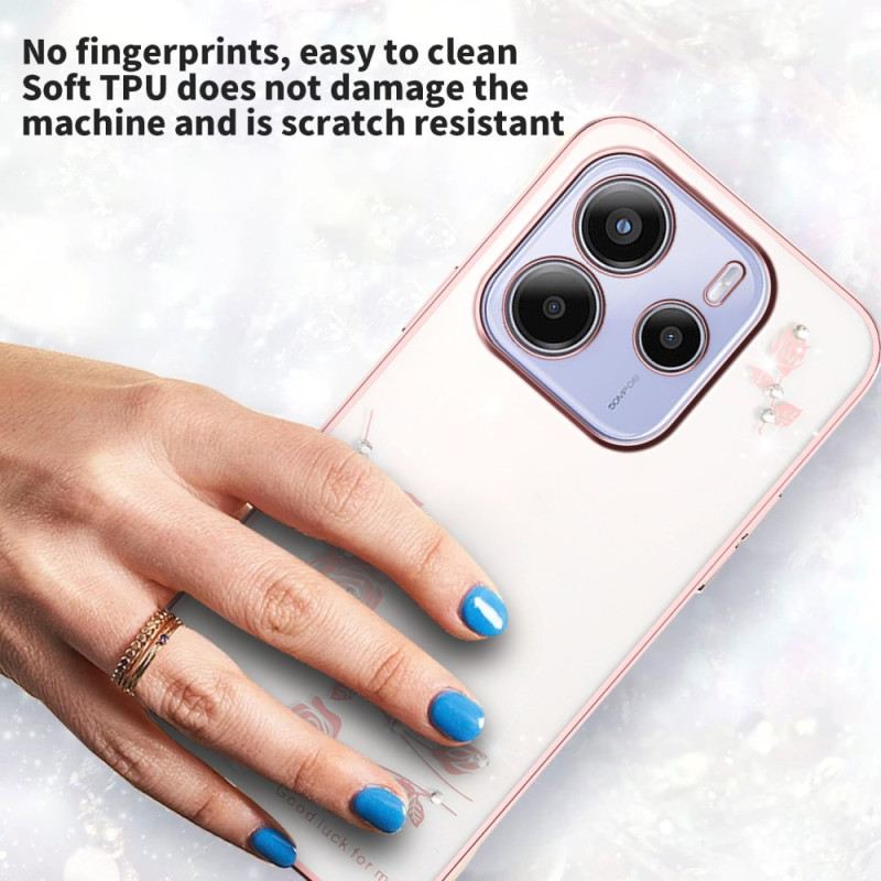 Hülle Für Xiaomi Redmi Note 14 4g Strasssteine Und Blumen