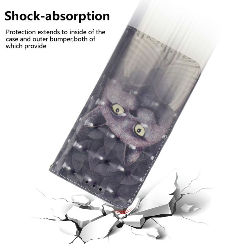 Lederhüllen Für Xiaomi Redmi Note 14 4g Graue Katze Mit Riemen