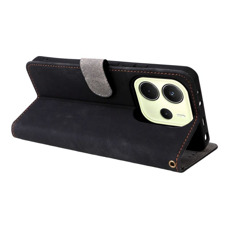 Lederhüllen Für Xiaomi Redmi Note 14 4g Rfid-schutz Wildlederoptik Mit Riemen