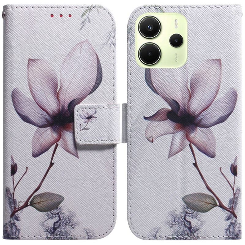 Lederhüllen Für Xiaomi Redmi Note 14 4g Rosa Blume