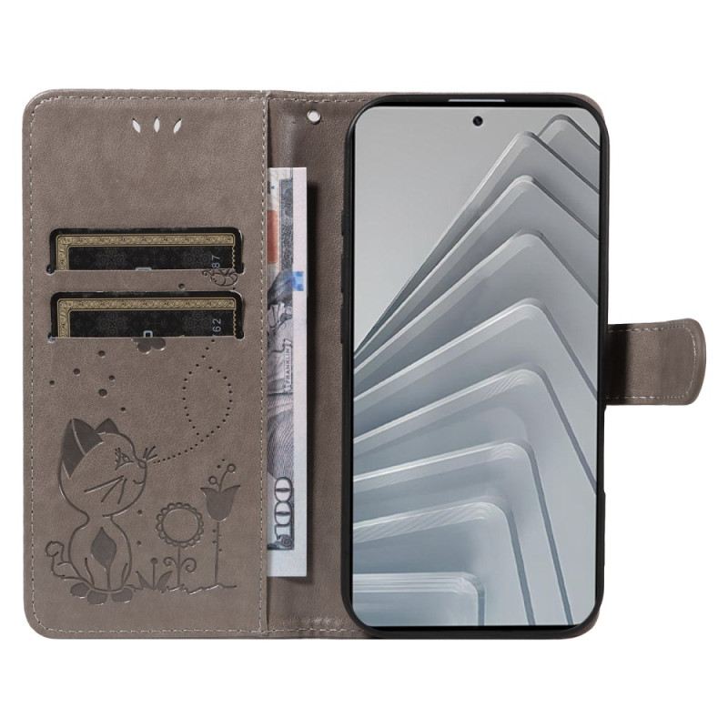 Lederhüllen Xiaomi Redmi Note 14 4g Biene Und Katze