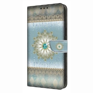 Lederhüllen Xiaomi Redmi Note 14 4g Blume Und Blauer Diamant