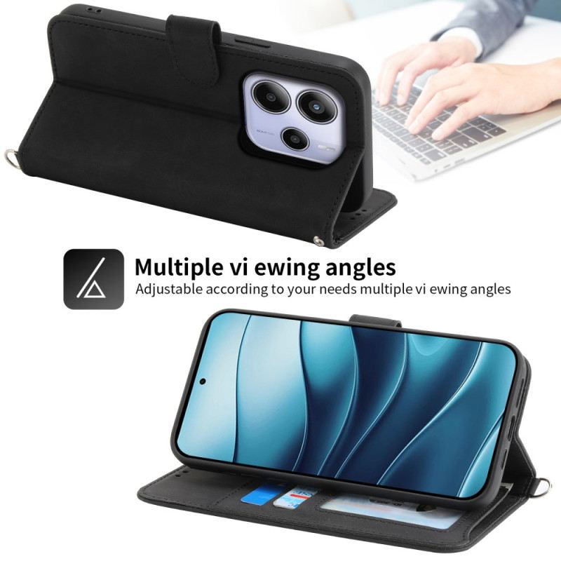 Lederhüllen Xiaomi Redmi Note 14 4g Blumenmuster Und Riemen