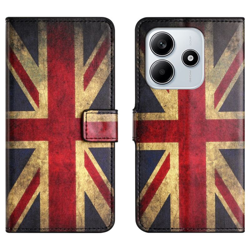 Lederhüllen Xiaomi Redmi Note 14 4g Britische Flagge (vintage)