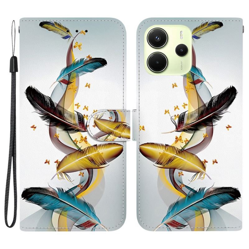 Lederhüllen Xiaomi Redmi Note 14 4g Bunte Federn