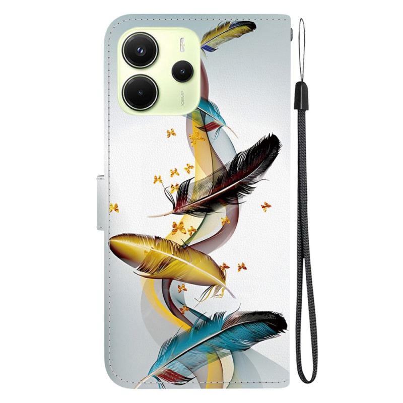 Lederhüllen Xiaomi Redmi Note 14 4g Bunte Federn