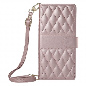 Lederhüllen Xiaomi Redmi Note 14 4g Gesteppt Mit Riemen Und Schulterriemen