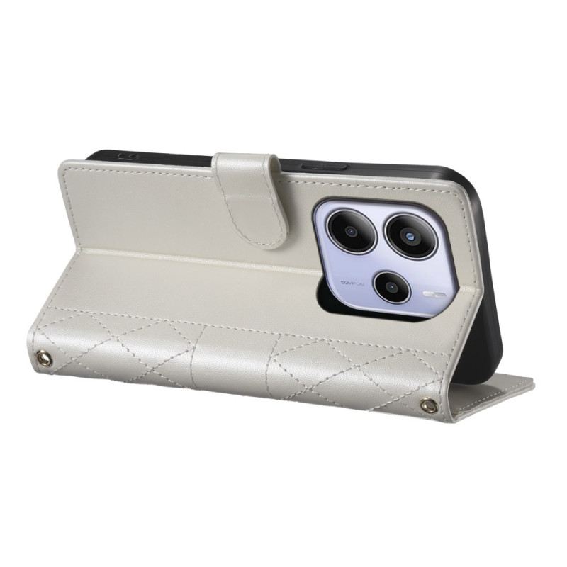 Lederhüllen Xiaomi Redmi Note 14 4g Gesteppt Mit Riemen Und Schulterriemen