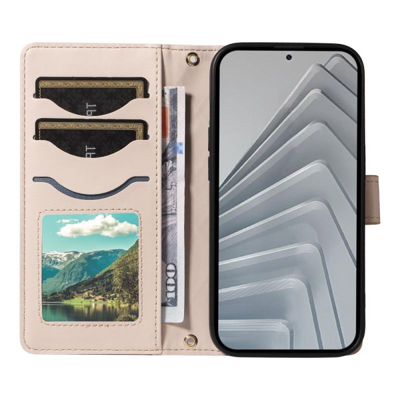 Lederhüllen Xiaomi Redmi Note 14 4g Gesteppt Mit Riemen Und Schulterriemen