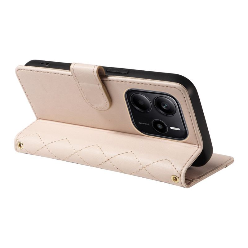 Lederhüllen Xiaomi Redmi Note 14 4g Gesteppt Mit Riemen Und Schulterriemen