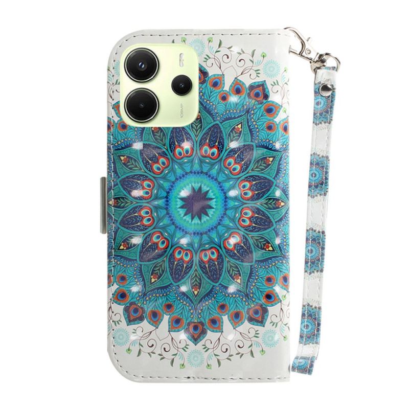 Lederhüllen Xiaomi Redmi Note 14 4g Grünes Mandala Mit Riemen