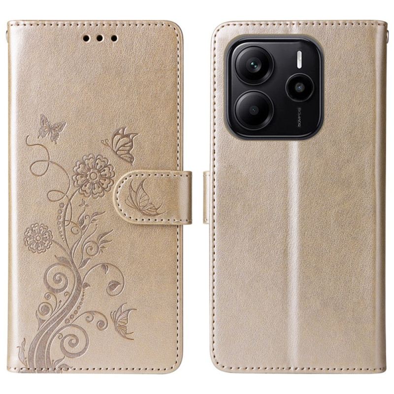 Lederhüllen Xiaomi Redmi Note 14 4g Handyhülle Blumenmuster