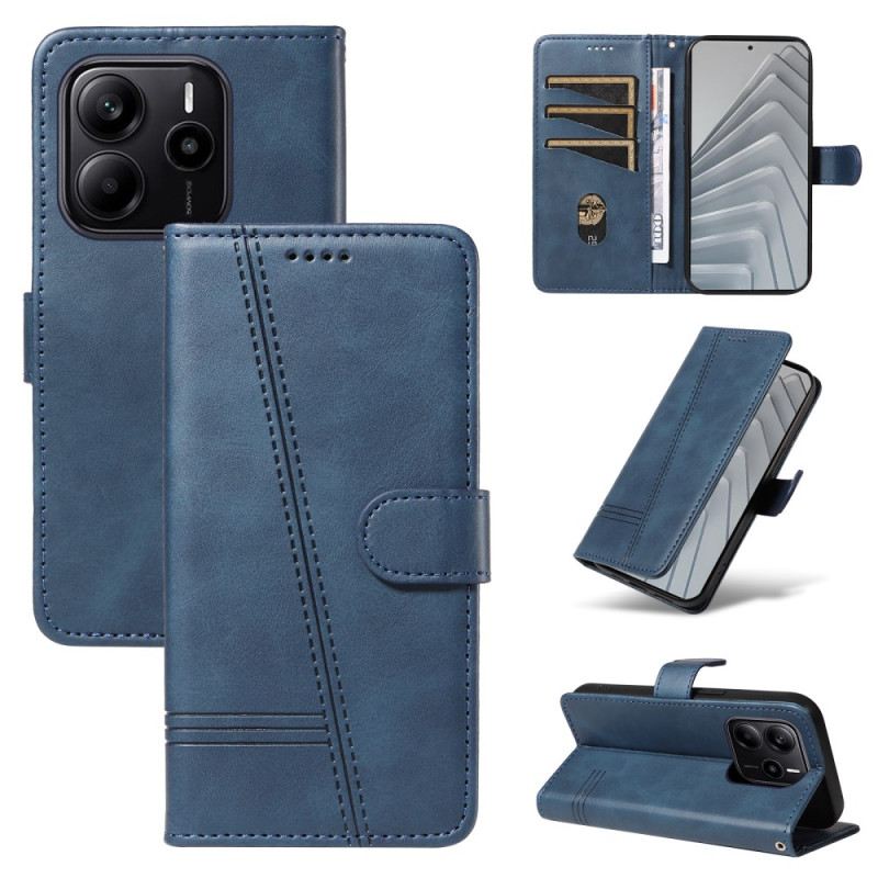 Lederhüllen Xiaomi Redmi Note 14 4g Handyhülle Geometrische Linien