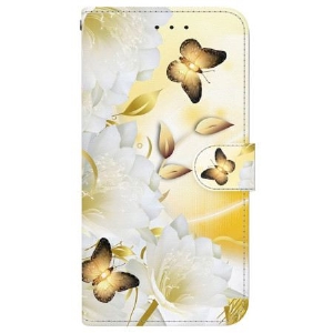 Lederhüllen Xiaomi Redmi Note 14 4g Handyhülle Goldene Schmetterlinge Und Blumen