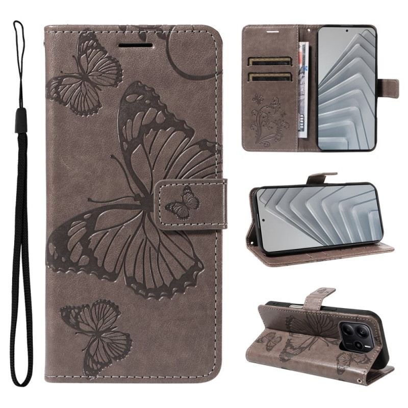 Lederhüllen Xiaomi Redmi Note 14 4g Handyhülle Riesige Schmetterlinge