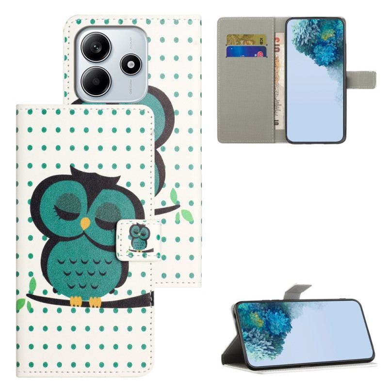 Lederhüllen Xiaomi Redmi Note 14 4g Handyhülle Schlafend Eule