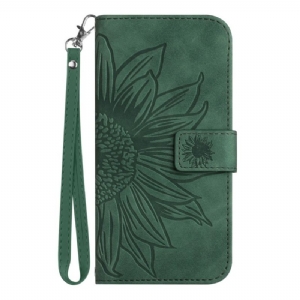 Lederhüllen Xiaomi Redmi Note 14 4g Handyhülle Sonnenblumenmuster Mit Riemen